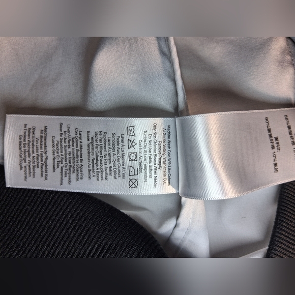 NWOT DKNY Sport Women's S Logo Bomber Jacket Ribbed Cuffs Hem Cream Black - Picture 15 of 15